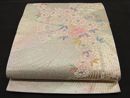 平和屋着物■六通柄袋帯 唐織 吉祥花地紋 金銀糸 逸品 n-ip0281
