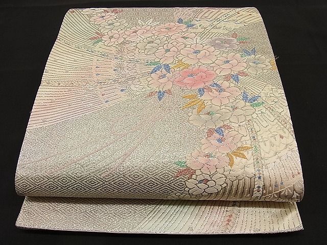 平和屋着物■六通柄袋帯 唐織 吉祥花地紋 金銀糸 逸品 n-ip0281