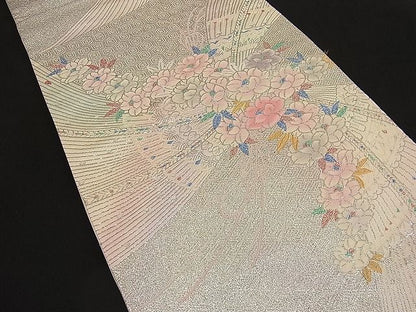 平和屋着物■六通柄袋帯 唐織 吉祥花地紋 金銀糸 逸品 n-ip0281