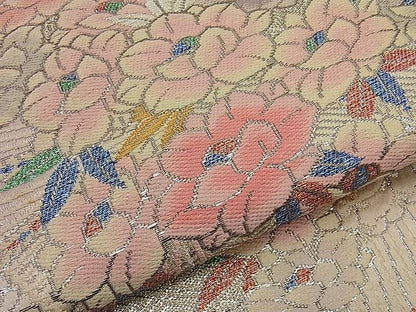 平和屋着物■六通柄袋帯 唐織 吉祥花地紋 金銀糸 逸品 n-ip0281
