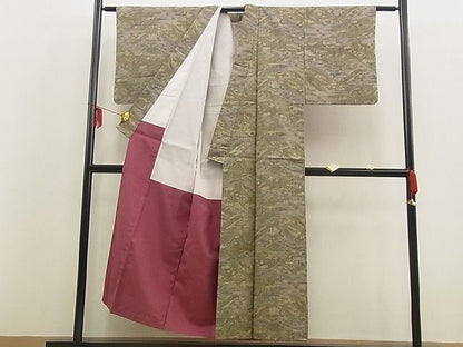 平和屋着物■上質な紬　風景花文　逸品　n-iz1256