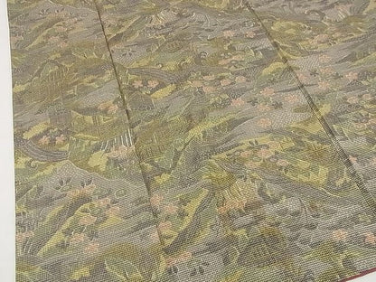平和屋着物■上質な紬　風景花文　逸品　n-iz1256
