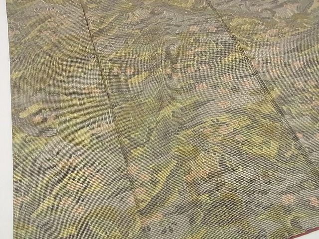 平和屋着物■上質な紬　風景花文　逸品　n-iz1256