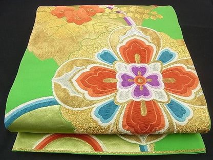 平和屋着物■六通柄袋帯 唐織 青海波桐花菱文 金銀糸 逸品 n-iz1546