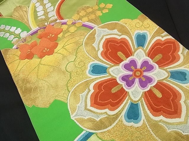 平和屋着物■六通柄袋帯 唐織 青海波桐花菱文 金銀糸 逸品 n-iz1546