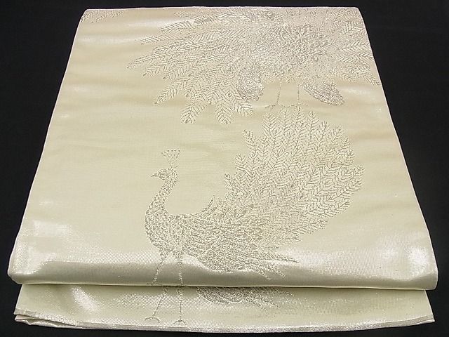 平和屋着物■太鼓柄袋帯 孔雀文 銀糸 逸品 n-iz1551