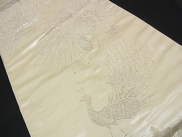 平和屋着物■太鼓柄袋帯 孔雀文 銀糸 逸品 n-iz1551
