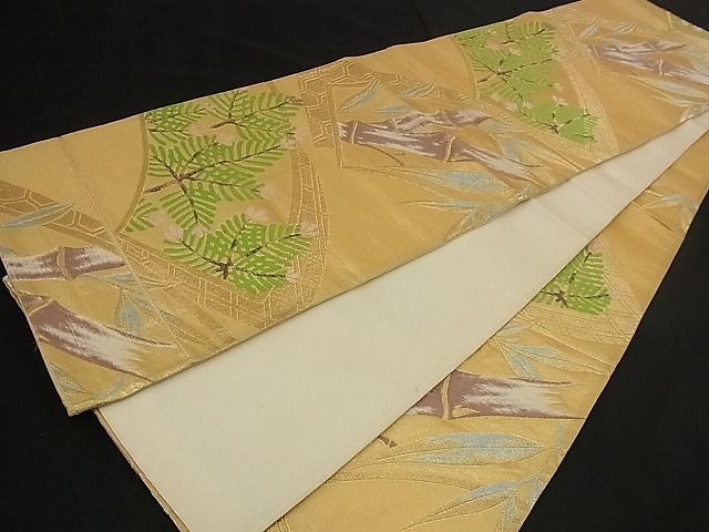 平和屋着物■六通柄袋帯 唐織 地紙竹松文 金糸 逸品 n-iz1562