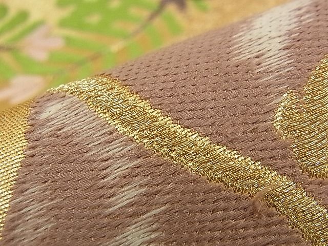 平和屋着物■六通柄袋帯 唐織 地紙竹松文 金糸 逸品 n-iz1562