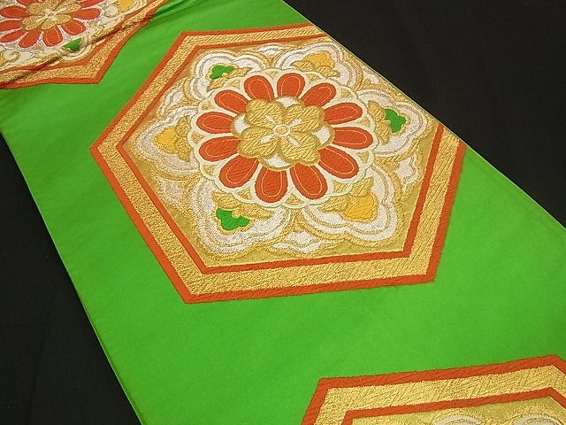 平和屋着物■六通柄袋帯 唐織 亀甲花文 金銀糸 逸品 n-iz1618