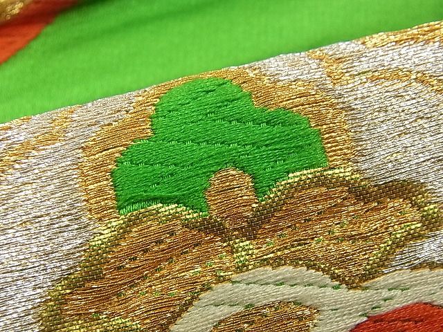 平和屋着物■六通柄袋帯 唐織 亀甲花文 金銀糸 逸品 n-iz1618