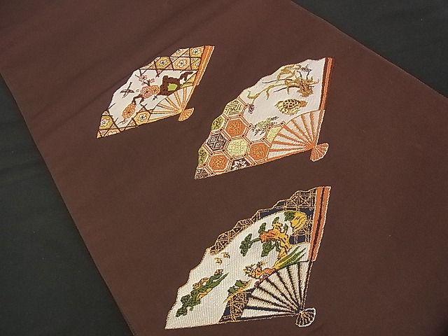 平和屋着物■太鼓柄袋帯 扇面吉祥花鳥文 金糸 逸品 n-iz1642