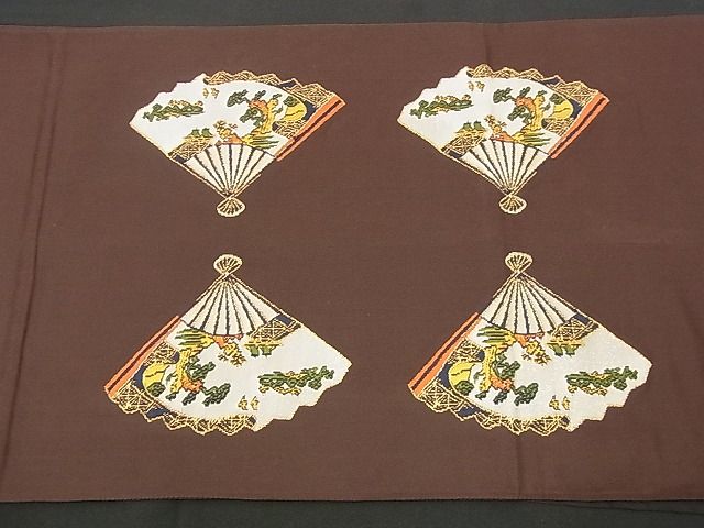 平和屋着物■太鼓柄袋帯 扇面吉祥花鳥文 金糸 逸品 n-iz1642