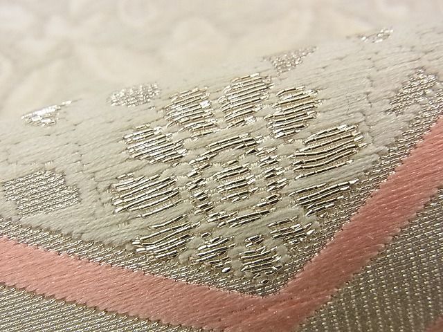 平和屋着物■六通柄袋帯 唐織 亀甲花文 銀糸 逸品 n-iz1643