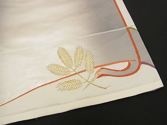 平和屋着物■六通太鼓柄袋帯 唐織 松喰い鶴 金銀糸 逸品 n-iz1648