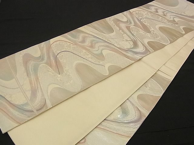 平和屋着物■六通柄袋帯 流水吉祥花文 銀糸 逸品 n-iz1661