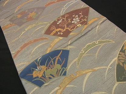 平和屋着物■六通柄袋帯 ふうき錦 地紙に雪芝 金糸 逸品 n-iz1667