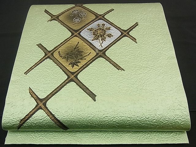 平和屋着物■太鼓柄袋帯 草花菱天井文 金彩 逸品 n-iz1703