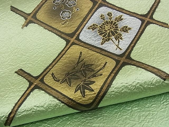 平和屋着物■太鼓柄袋帯 草花菱天井文 金彩 逸品 n-iz1703