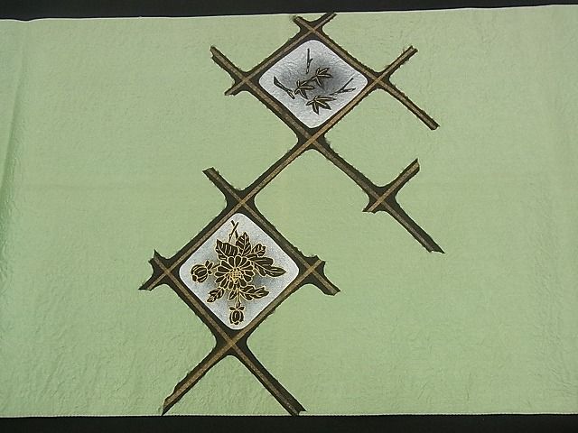 平和屋着物■太鼓柄袋帯 草花菱天井文 金彩 逸品 n-iz1703