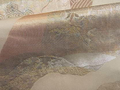 平和屋着物■六通柄袋帯 道長草花文 金銀糸 逸品 n-je1024