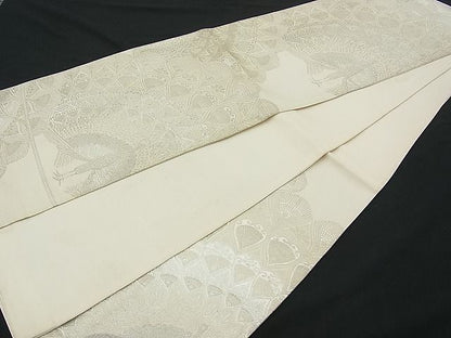 平和屋着物■六通柄袋帯 孔雀文 銀糸 逸品 n-je1494