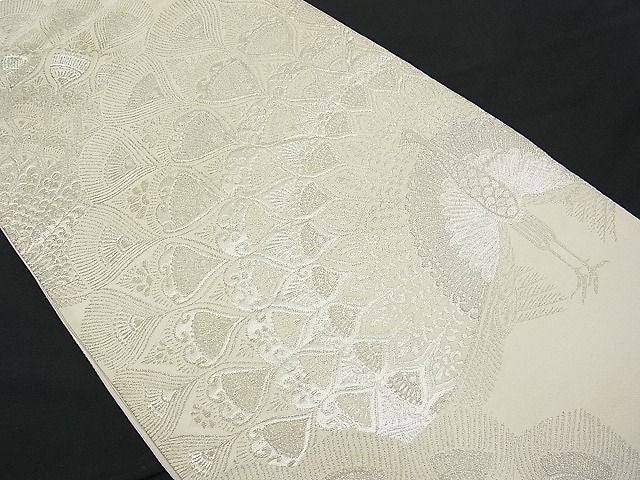 平和屋着物■六通柄袋帯 孔雀文 銀糸 逸品 n-je1494