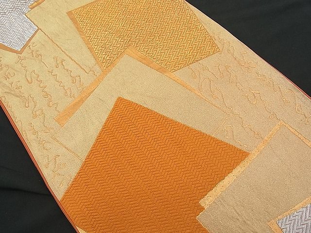 平和屋着物■六通柄袋帯 唐織 詩歌 色紙重ね文 金銀糸 逸品 n-je1511