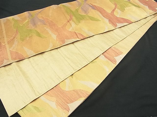 平和屋着物■佐賀錦 六通柄袋帯 飛鶴文 金糸 逸品 n-je1513