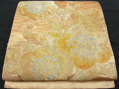 平和屋着物■六通柄袋帯 流水枝梅文 金銀糸 逸品 n-je1518