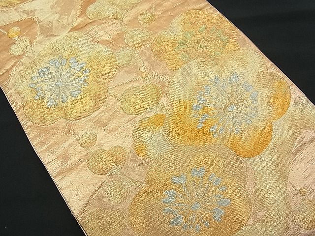 平和屋着物■六通柄袋帯 流水枝梅文 金銀糸 逸品 n-je1518