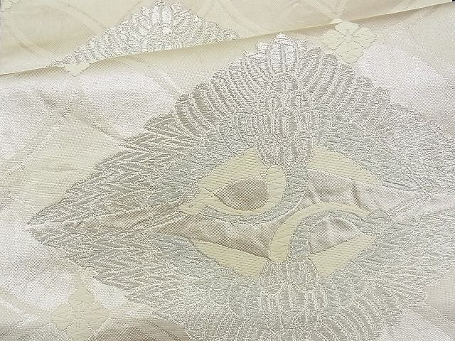 平和屋着物■六通柄袋帯 唐織 向かい鶴菱文 銀糸 逸品 n-je1520