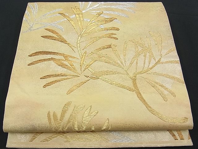 平和屋着物■六通柄袋帯 若松葉文 金銀糸 逸品 n-je1530