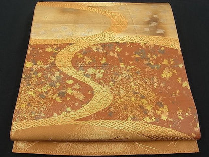 平和屋着物■六通柄袋帯 流水吉祥溢れ松葉文 金銀糸 逸品 n-je1537