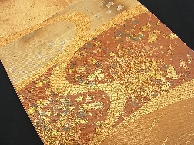 平和屋着物■六通柄袋帯 流水吉祥溢れ松葉文 金銀糸 逸品 n-je1537