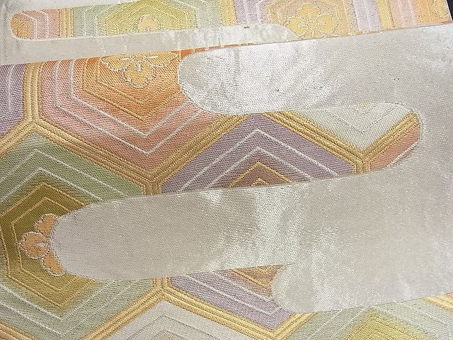 平和屋着物■六通柄袋帯 エ霞亀甲花文 金銀糸 逸品 n-je1580