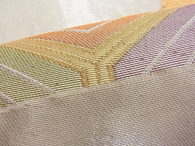 平和屋着物■六通柄袋帯 エ霞亀甲花文 金銀糸 逸品 n-je1580