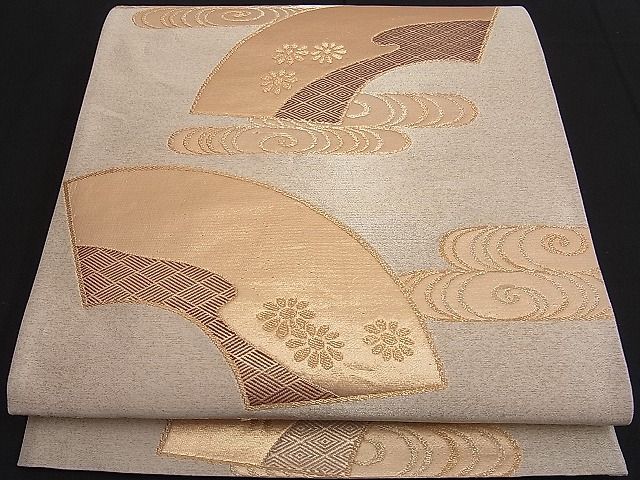 平和屋着物■六通柄袋帯 観世水地紙花文 金糸 逸品 n-je1583