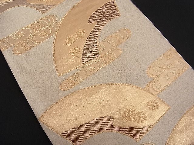 平和屋着物■六通柄袋帯 観世水地紙花文 金糸 逸品 n-je1583