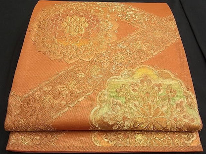 平和屋着物■六通柄袋帯 吉祥花文 金糸 逸品 n-je1605
