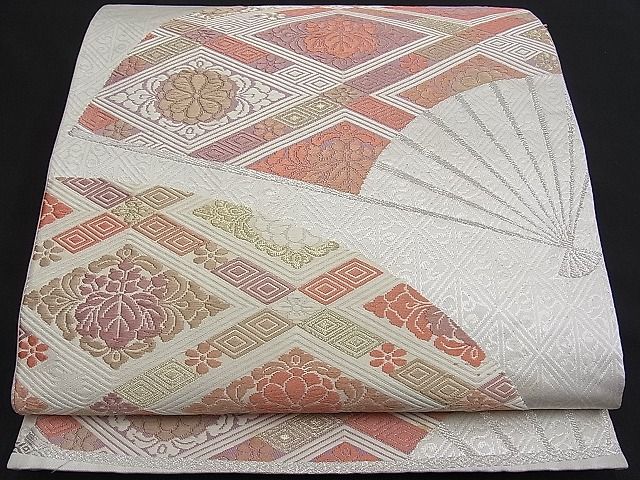 平和屋着物■六通柄袋帯 唐織 扇面菱花文 金銀糸 逸品 n-je1709