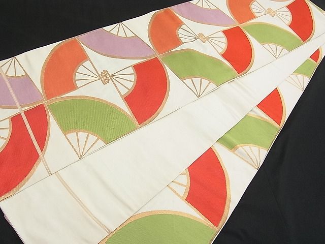 平和屋着物■全通柄袋帯 扇面尽くし 金糸 逸品 n-je1718