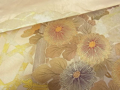平和屋着物■六通太鼓柄袋帯 籬芝草菊文 金銀彩 逸品 n-je1738
