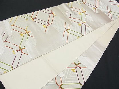 平和屋着物■六通柄袋帯 雲取り菱吉祥文 銀糸 逸品 n-je1740