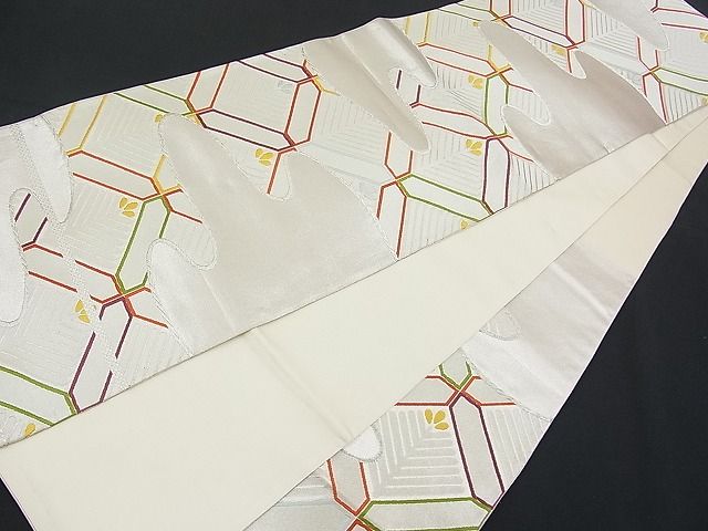 平和屋着物■六通柄袋帯 雲取り菱吉祥文 銀糸 逸品 n-je1740