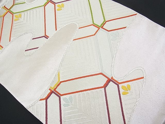 平和屋着物■六通柄袋帯 雲取り菱吉祥文 銀糸 逸品 n-je1740