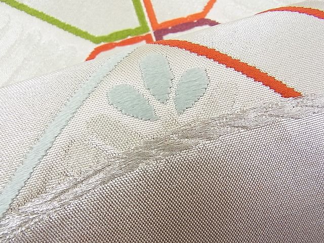 平和屋着物■六通柄袋帯 雲取り菱吉祥文 銀糸 逸品 n-je1740