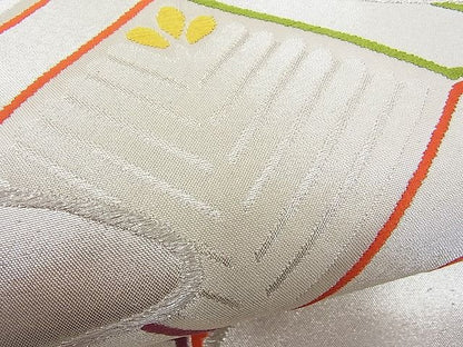 平和屋着物■六通柄袋帯 雲取り菱吉祥文 銀糸 逸品 n-je1740