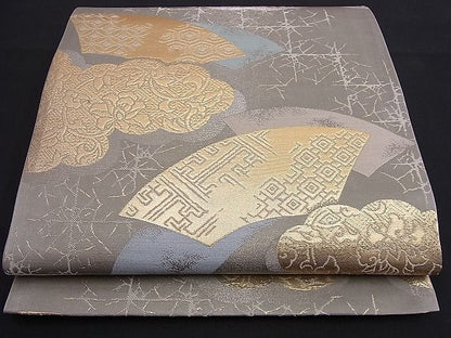 平和屋着物■六通柄袋帯 雲取り地紙吉祥花文 金糸 逸品 n-je1861