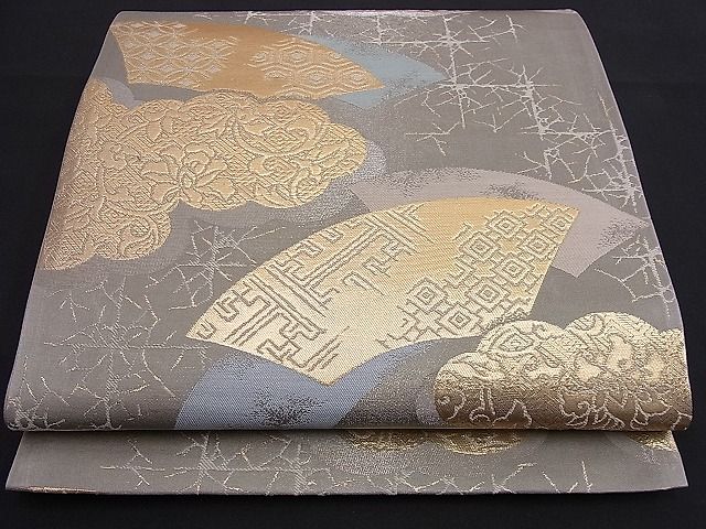 平和屋着物■六通柄袋帯 雲取り地紙吉祥花文 金糸 逸品 n-je1861